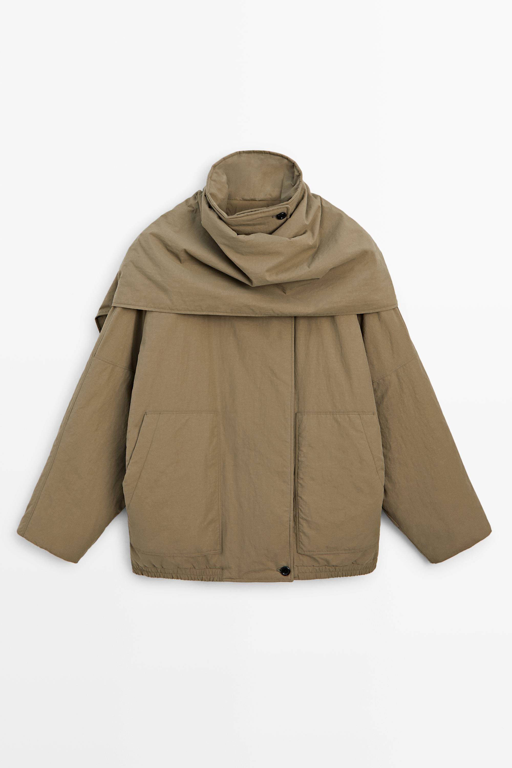 Quilted bomber jacket with scarf